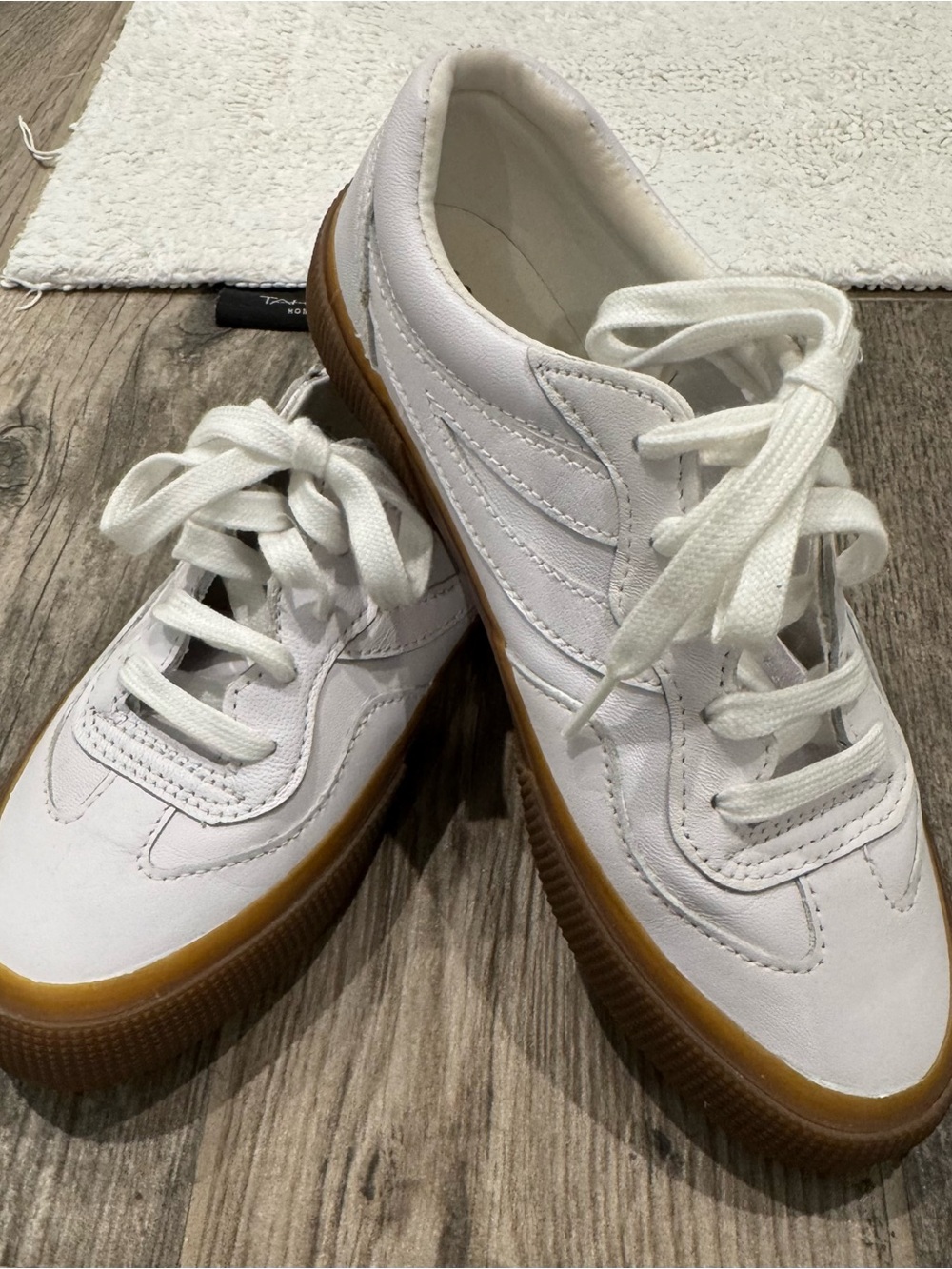 NWOT Superga White Leather Sneakers with Gum Sole Size 37